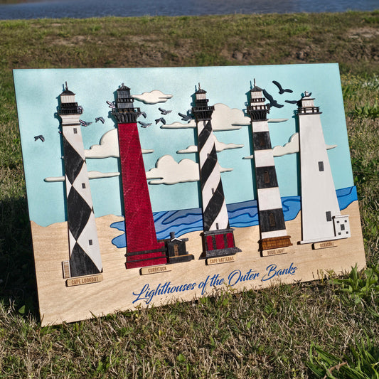 Lighthouses of the Outer Banks – Layered Wood Art