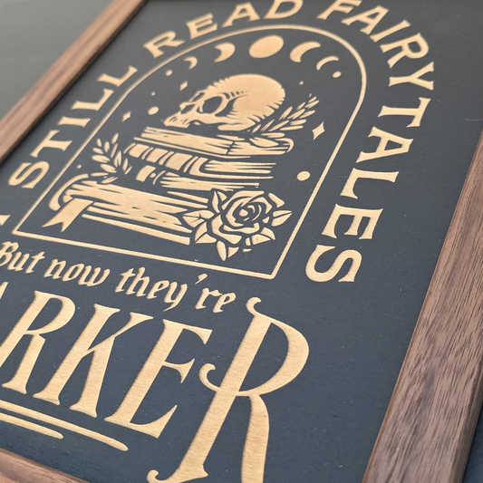 Darker Fairy Tale Wooden Wall Art – Gothic Book Lover Decor