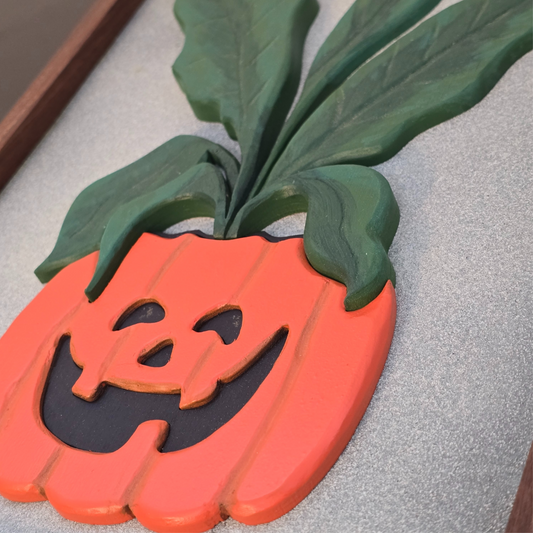 Pumpkin Planter Wooden Wall Art – Halloween & Fall Décor