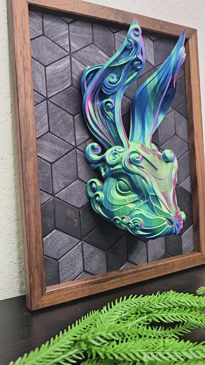 Mythical Hare 3D Wall Art – Iridescent & Unique Décor